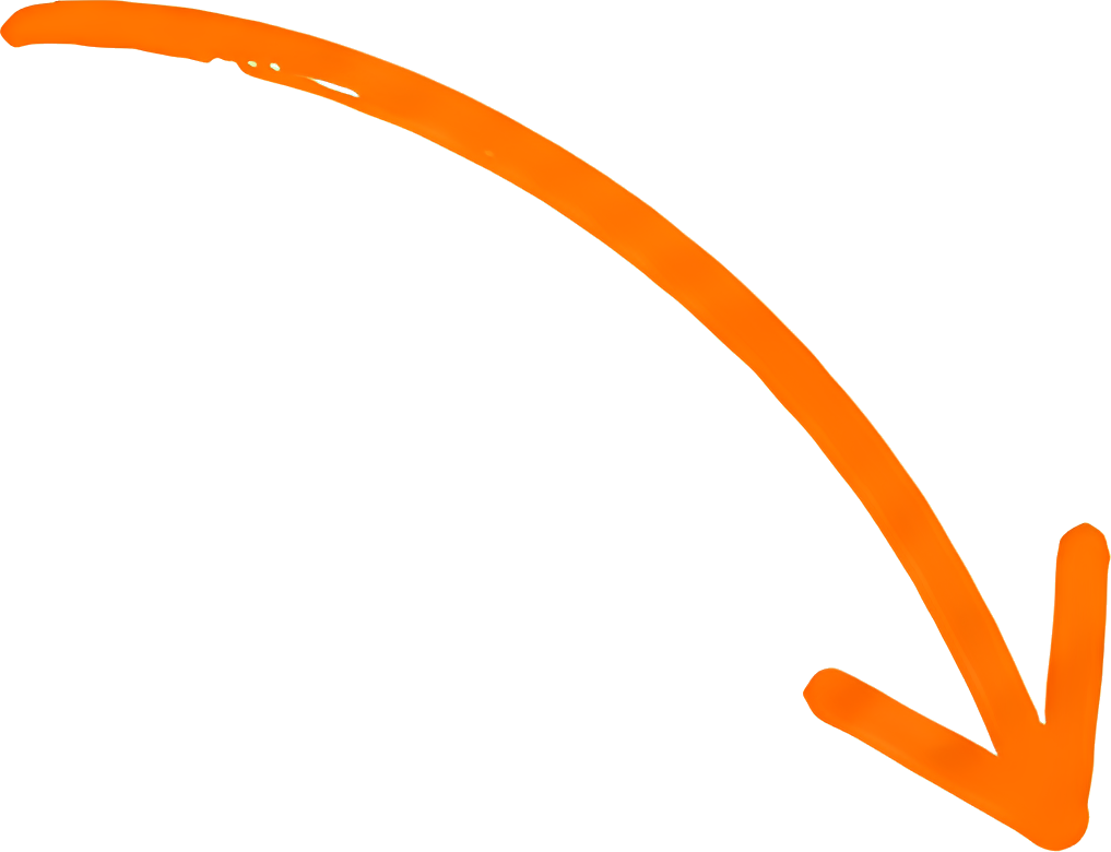 orange arrow downward pointing curved arrow black background simple graphic
