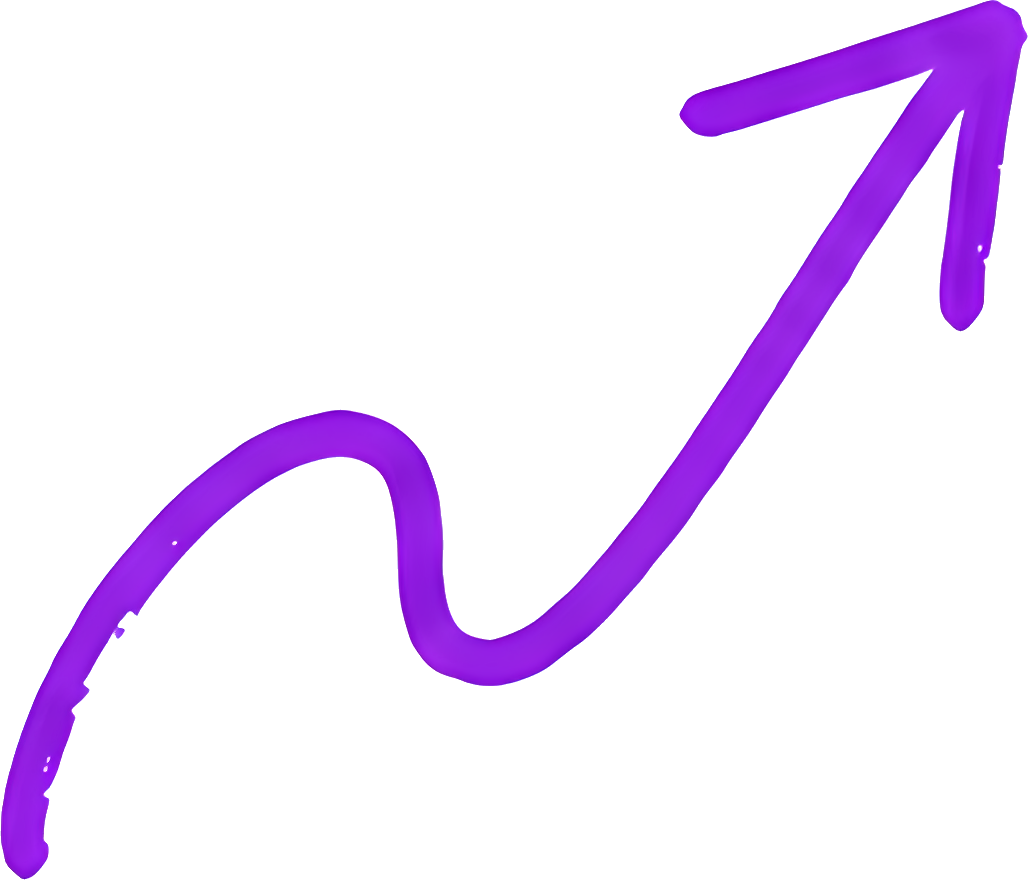 upward trend growth curve purple arrow hand-drawn style fluctuating rise