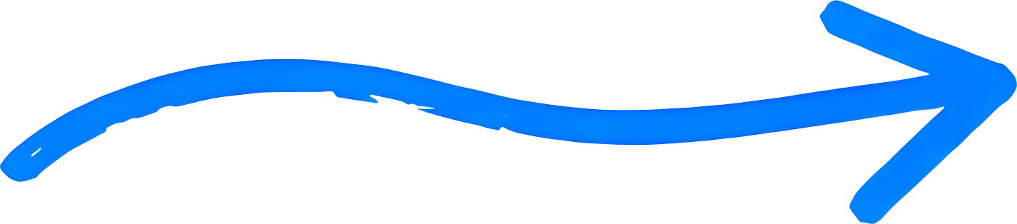 blue arrow hand-drawn style curved arrow pointing right simple graphic
