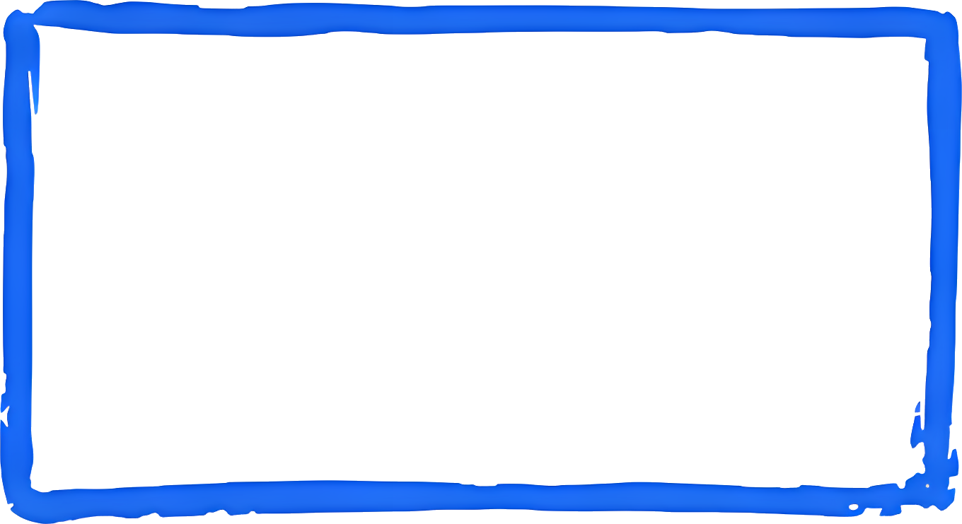 blue border hand-drawn style blank rectangle thick lines minimalist design bubble conversation