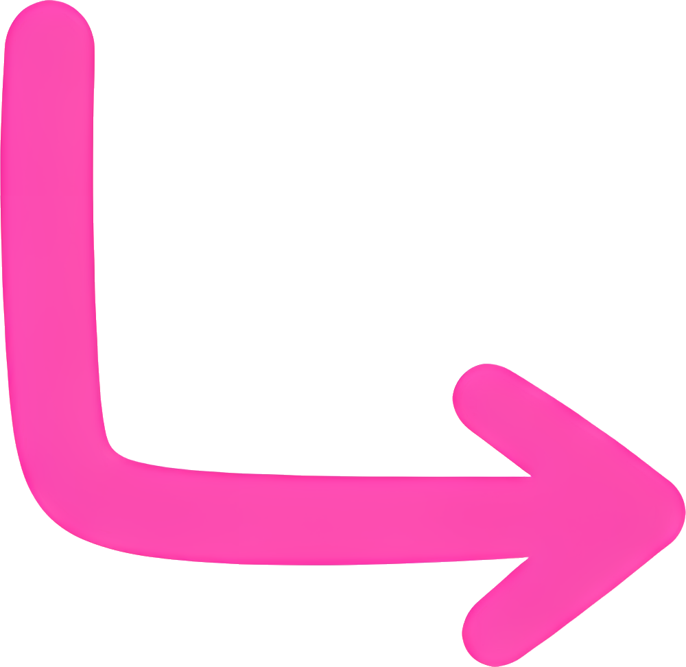 pink arrow down-right direction curved arrow graphic symbol navigation indicator