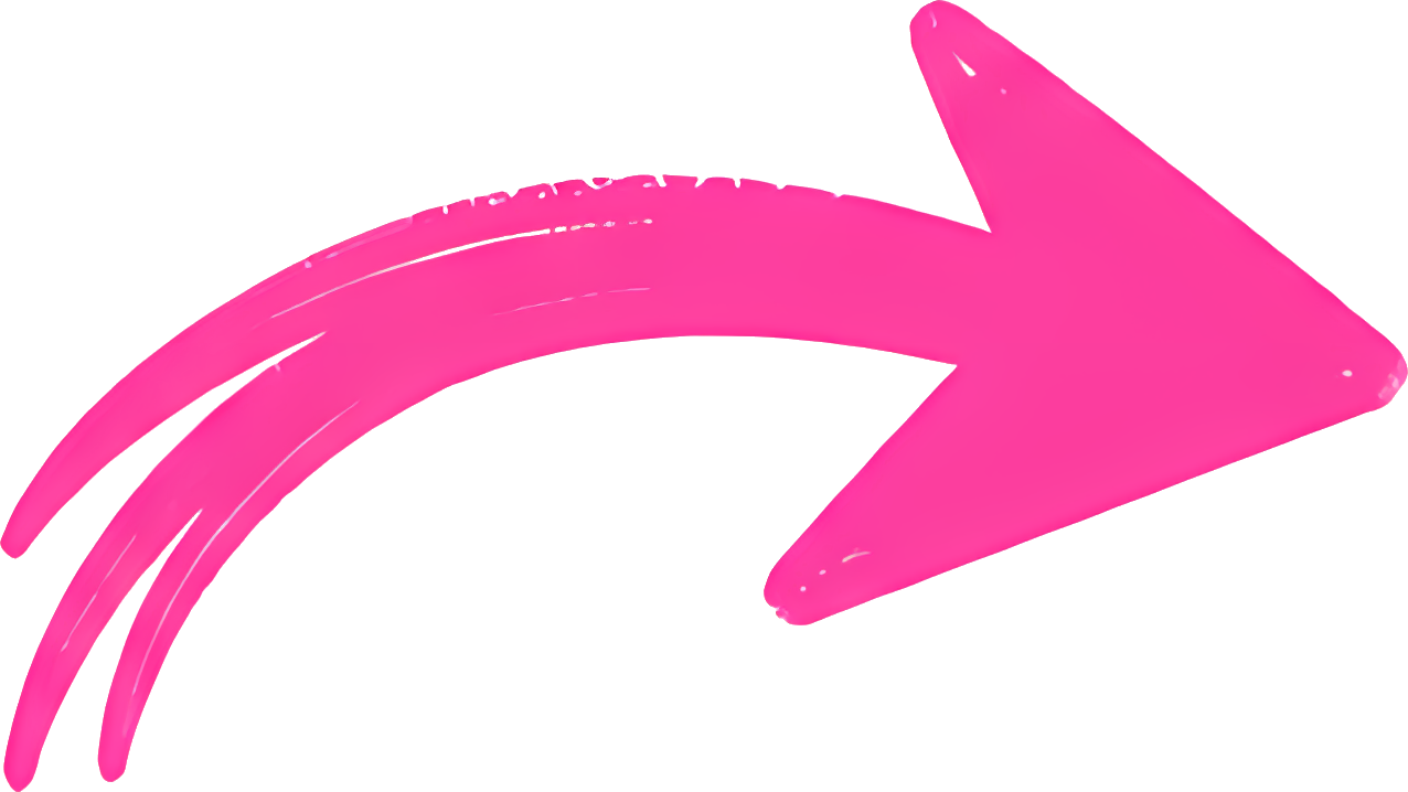 pink arrow curved arrow hand-drawn style black background pointing right