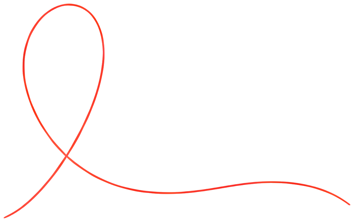 red line hand-drawn style abstract shape flowing curve minimalist design