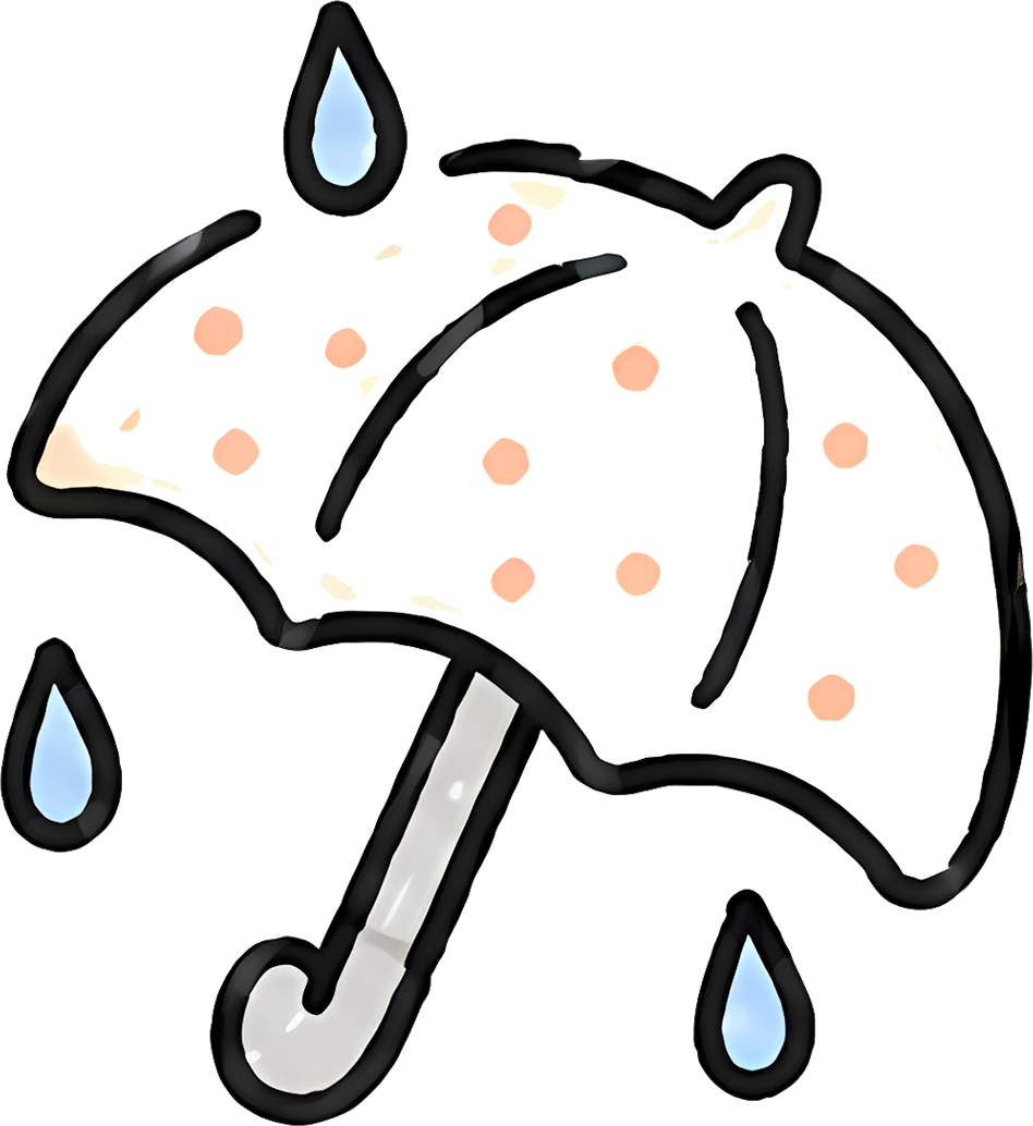 umbrella raindrop polka dot rain protection cartoon cute hand-drawn weather