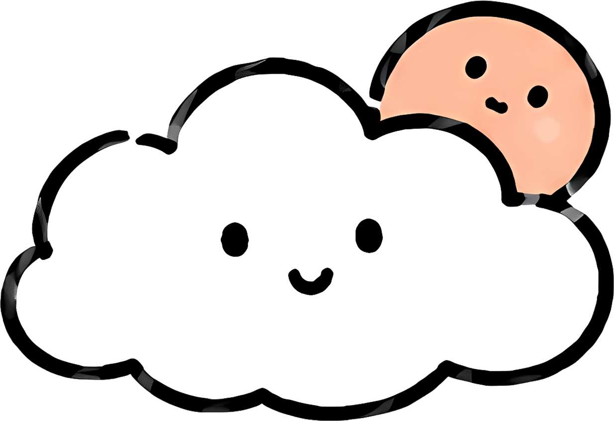 cloud smile sun cute caricature weather hand-drawn