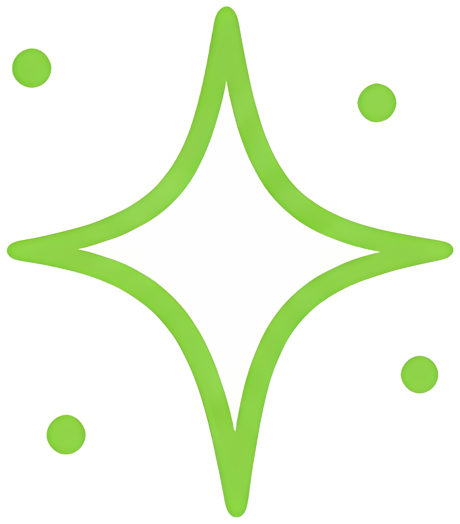 star sparkle green four-pointed star dot