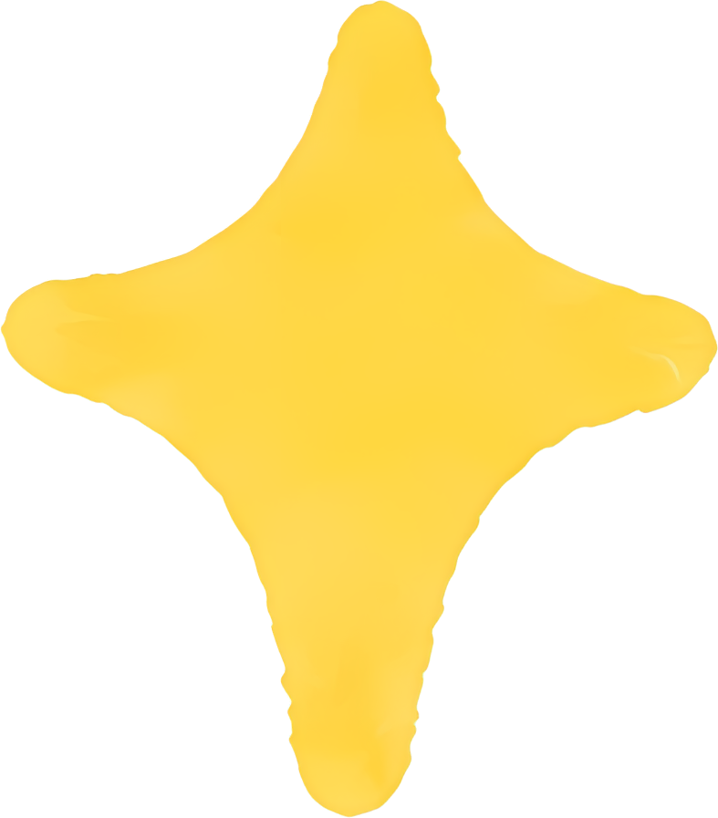 yellow star four-pointed cartoon glowing watercolor cute