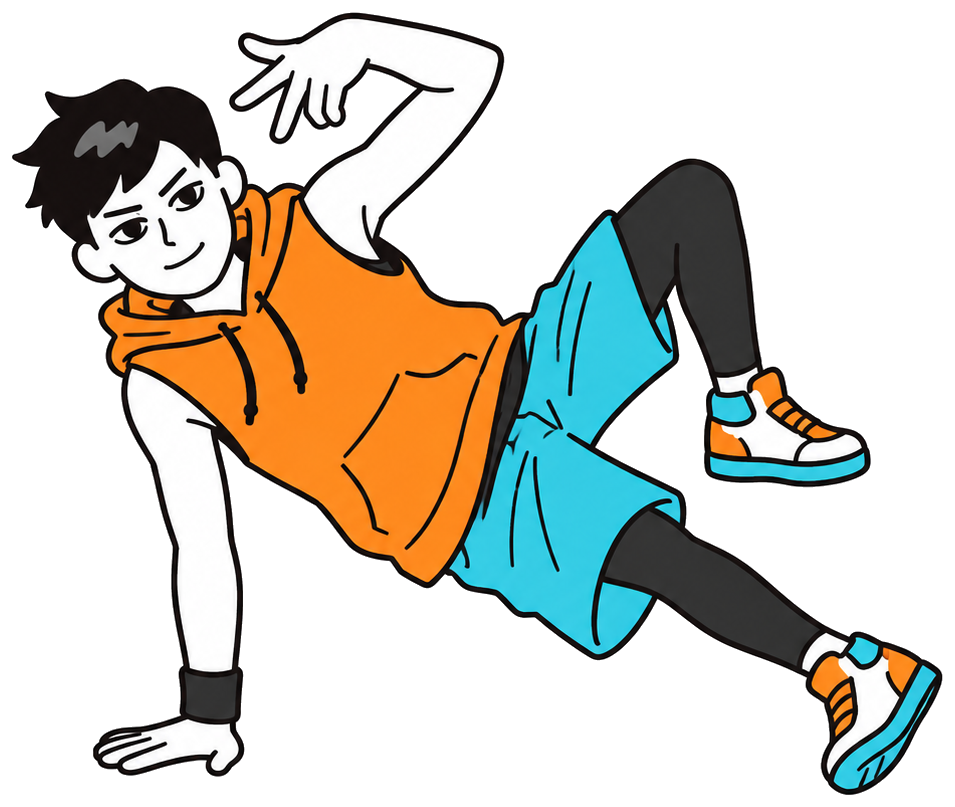 breakdance breaking one-hand support dynamic pose orange hoodie dance dancing dancer dance training person people