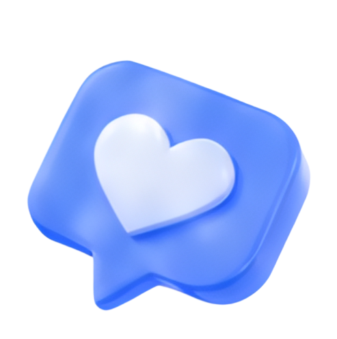 heart chat bubble blue like social Art & Design