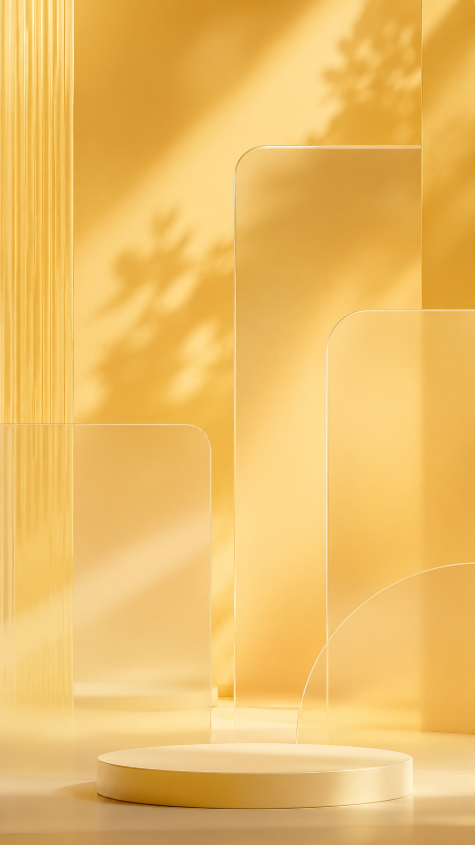 golden lighting transparent acrylic geometric shapes product display stand soft glow