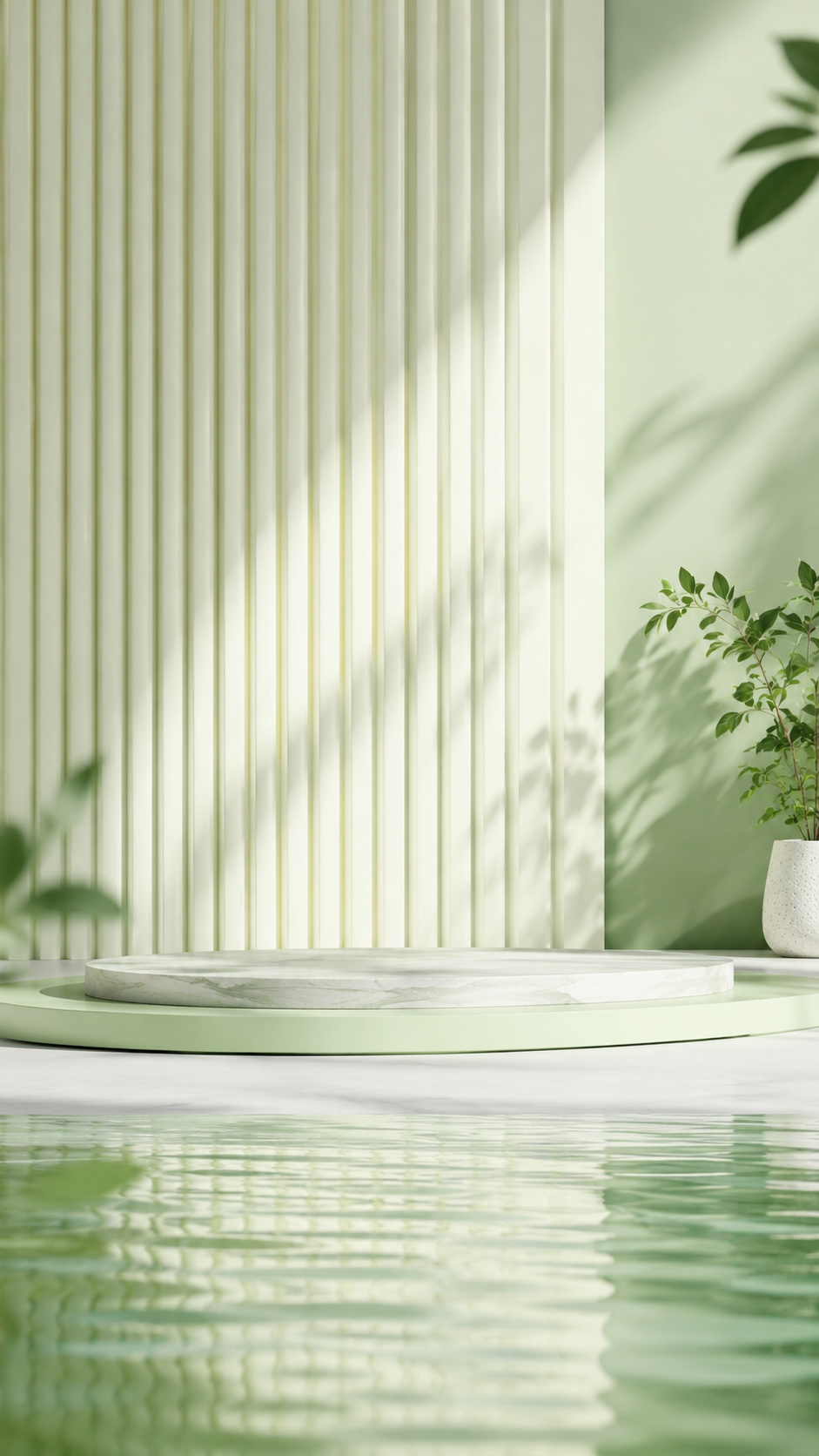 minimalism light green tone interplay of light and shadow plant decor water reflection Style Schools clothing Character Modern Design Patterns Patterns