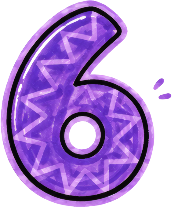 purple number six hand-drawn style wavy border geometric pattern Patterns number 6 cartoon hand-drawn