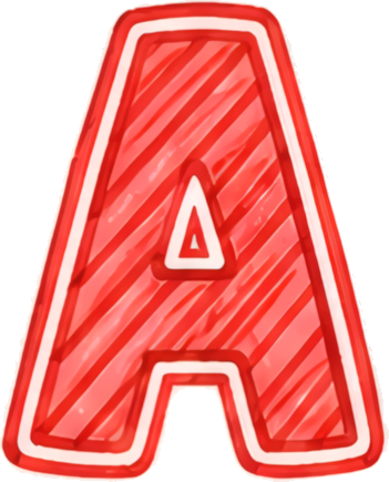 red letter A hand-drawn style thick lines glowing border letters hand-drawn cartoon