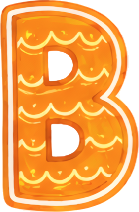 letter B orange wavy pattern cookie cartoon dessert food letters hand-drawn