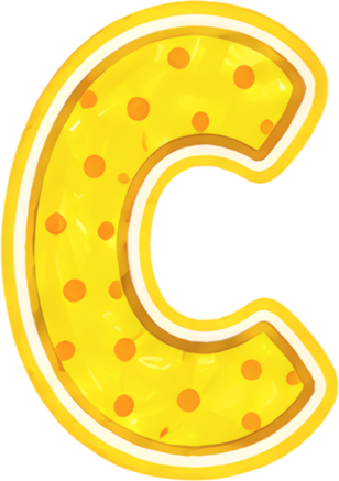 letter C yellow polka dots cartoon style cookie shape letters hand-drawn cartoon