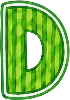 green letter D texture border cartoon style Patterns letters hand-drawn cartoon