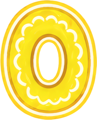 yellow circular decorative border number zero cartoon style letters hand-drawn cartoon