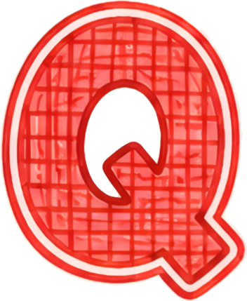 red letter Q grid texture glowing border icon Art & Design letters hand-drawn cartoon