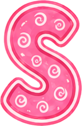 pink letter S swirl pattern candy style cartoon letters hand-drawn