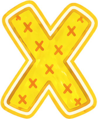 yellow cross star pattern cartoon style decorative symbol letters hand-drawn cartoon