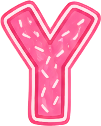 pink letter Y neon effect cake style decorative pattern letters hand-drawn cartoon