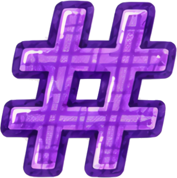 hashtag purple pixel art symbol icon Art & Design