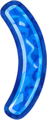 blue crescent-shaped glowing ripple texture abstract icon parentheses symbol