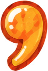 number nine orange glowing cartoon style comma-shaped symbol