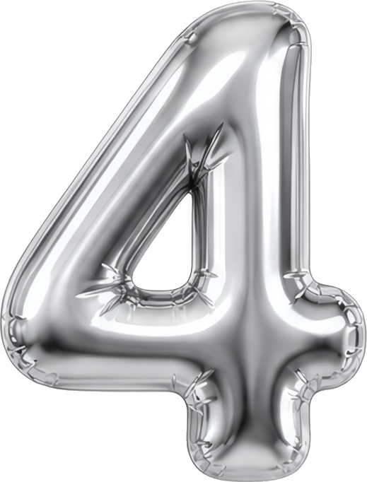 silver balloon number four metallic texture party decoration festive item Modern Design Patterns Patterns religious culture icon