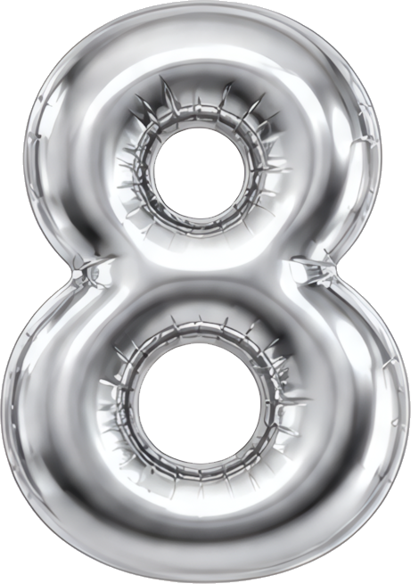 number 8 silver balloon metallic texture 3D shape festive decoration Modern Design Patterns Patterns religious culture icon