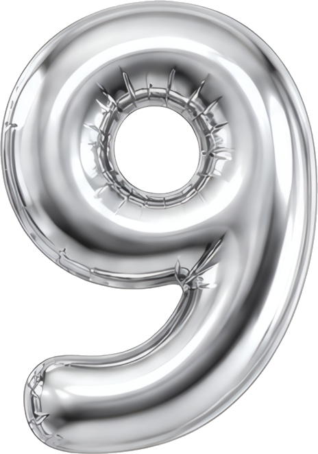 number nine silver balloon metallic texture 3D shape festive decoration Modern Design Patterns Patterns religious culture icon