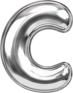 silver balloon letter C metallic sheen inflated letters English letters