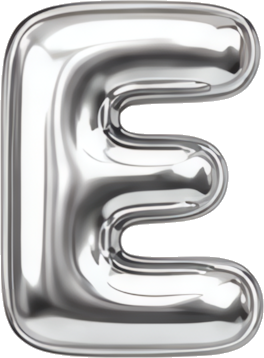 silver balloon letter E metallic sheen 3D letters English letters