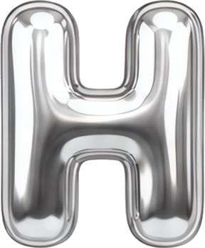 silver letter H balloon shape reflective material 3D effect letters English letters balloon