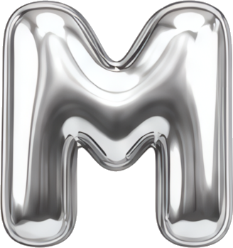 silver balloon letter M metallic sheen 3D reflective letters English letters