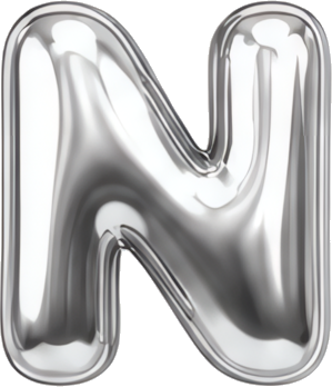 silver metallic texture letter N balloon shape reflective surface Modern Design Patterns Patterns letters English letters balloon