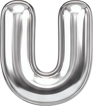 silver letter U metallic texture balloon shape reflective surface Modern Design Patterns Patterns letters English letters balloon