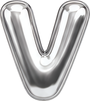 silver letter V metallic texture balloon shape 3D effect Modern Design Patterns Patterns letters English letters balloon