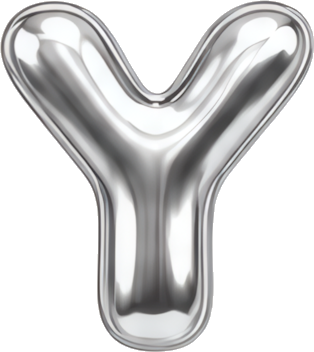 silver letter Y balloon metallic sheen 3D letters English letters