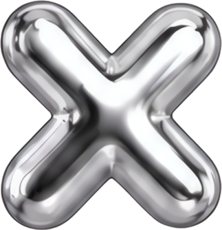 metallic texture cross symbol X shape highlight reflection 3D造型 Modern Design Patterns Patterns multiply symbol silver balloon three-dimensional
