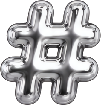 hashtag symbol metallic texture 3D icon social media Modern Design Patterns Patterns icon silver balloon three-dimensional