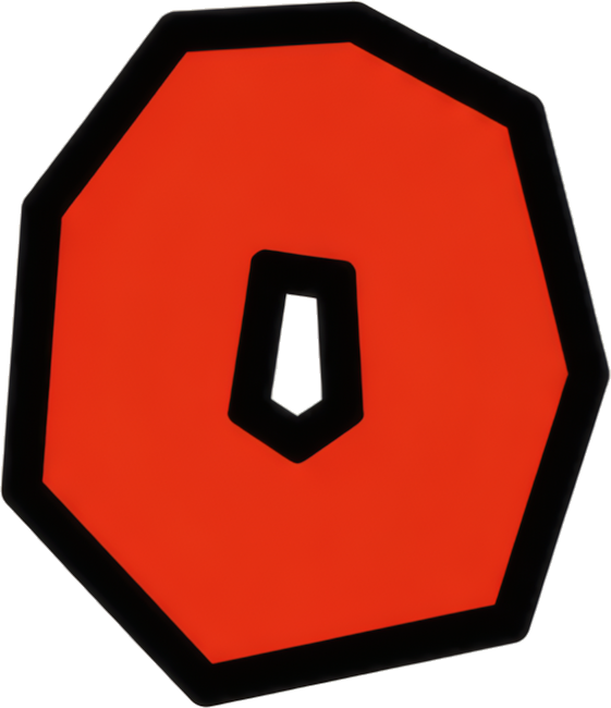 red octagon stop sign center hole warning symbol Super Mario Mario-style numbers cartoon 