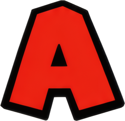 red letter A bold font black outline graphic logo eye-catching design Letters English letters Super Mario Mario-style