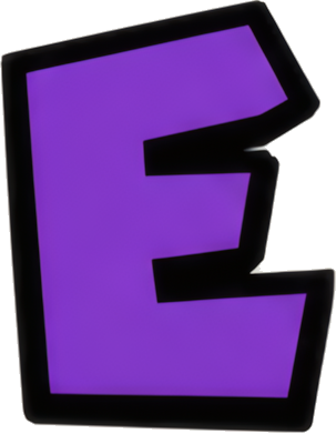 purple letter E bold glowing edge comic style Letters English letters Super Mario Mario-style