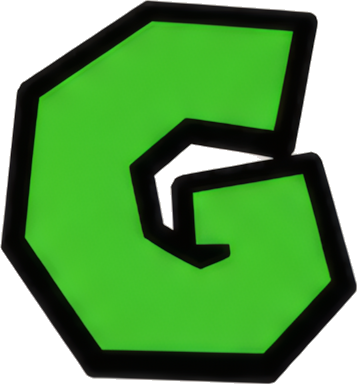 green letter G bold cartoon style geometric shape Letters English letters Super Mario Mario-style