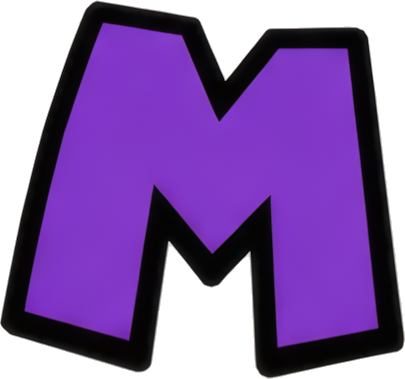 purple letter M bold cartoon style logo Letters English letters Super Mario Mario-style