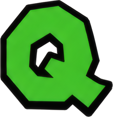 green letter Q bold cartoon style octagon Letters English letters Super Mario Mario-style