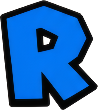blue letter R bold cartoon style logo Letters English letters Super Mario Mario-style