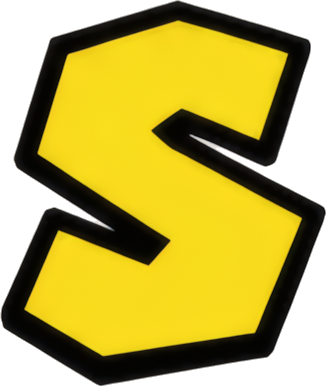 yellow letter S bold logo graphic Letters English letters Super Mario Mario-style