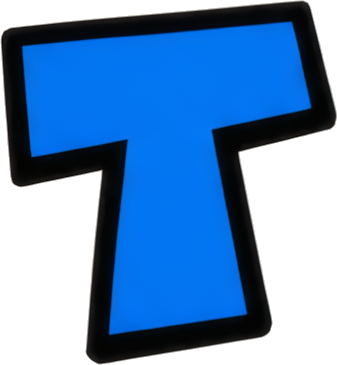 blue letter T bold cartoon style logo Letters English letters Super Mario Mario-style